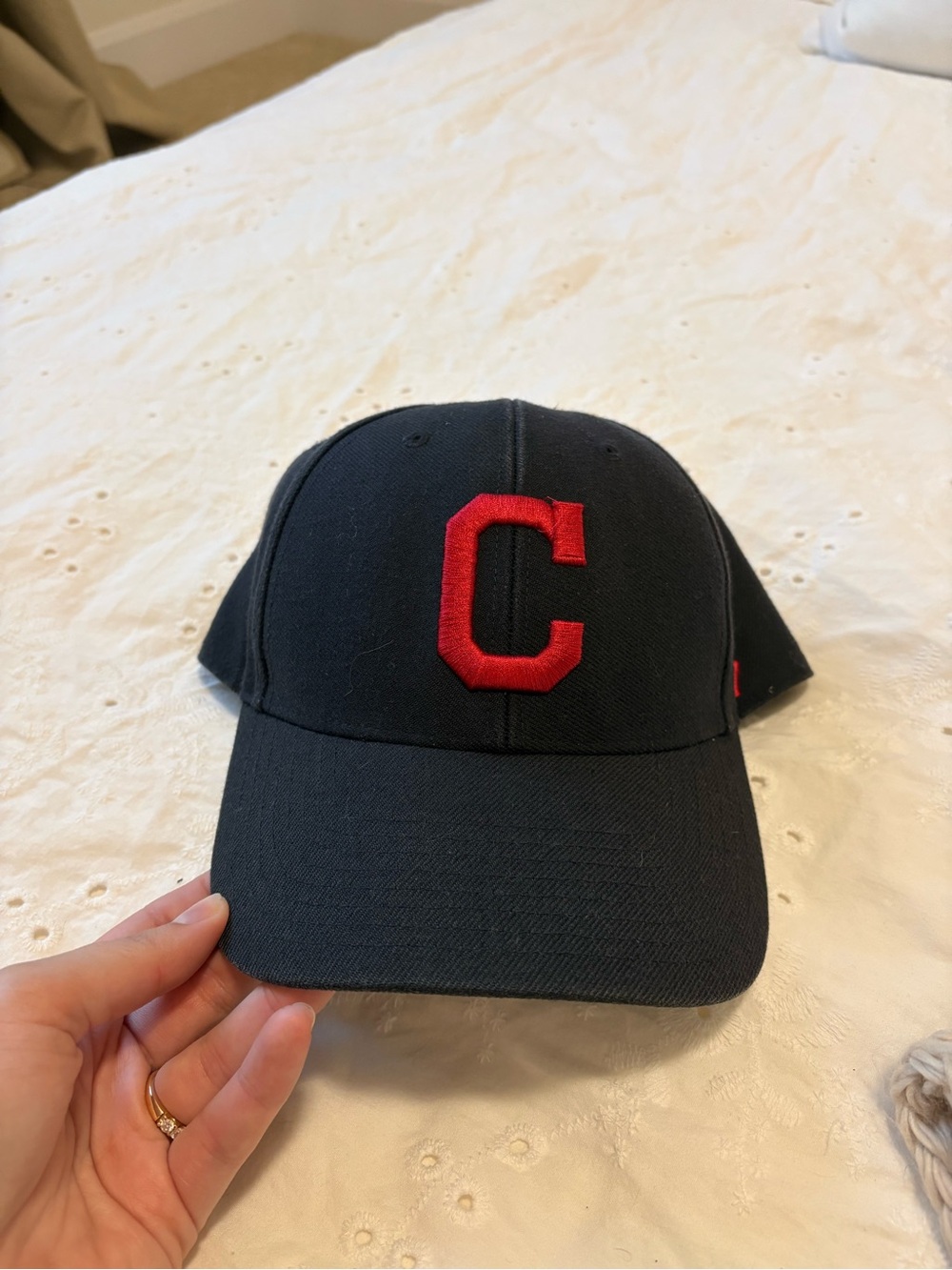 Men's Black Baseball Cap with Red 'C' Embroidery